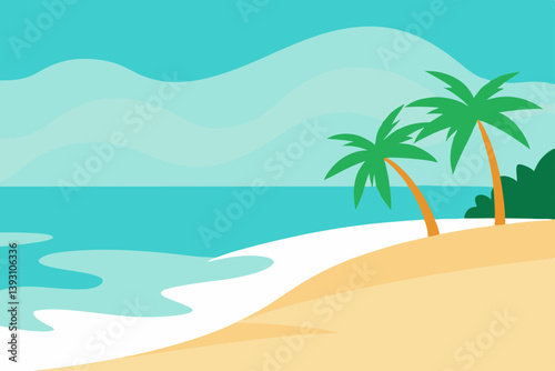 tropical beach with palm trees