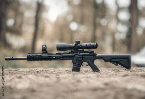 modern collimator isolated black white sight carbine shot weapon bullet assault barrel us army automatic gun metal firearm war horizontal machine american object background trigger closeup photo