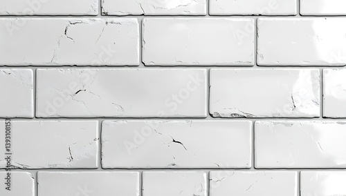 White Brick Wall Texture Background Modern and Clean Interior Design Element Urban Style Pattern Neutral Tone Loft Apartment Surface : Generative AI