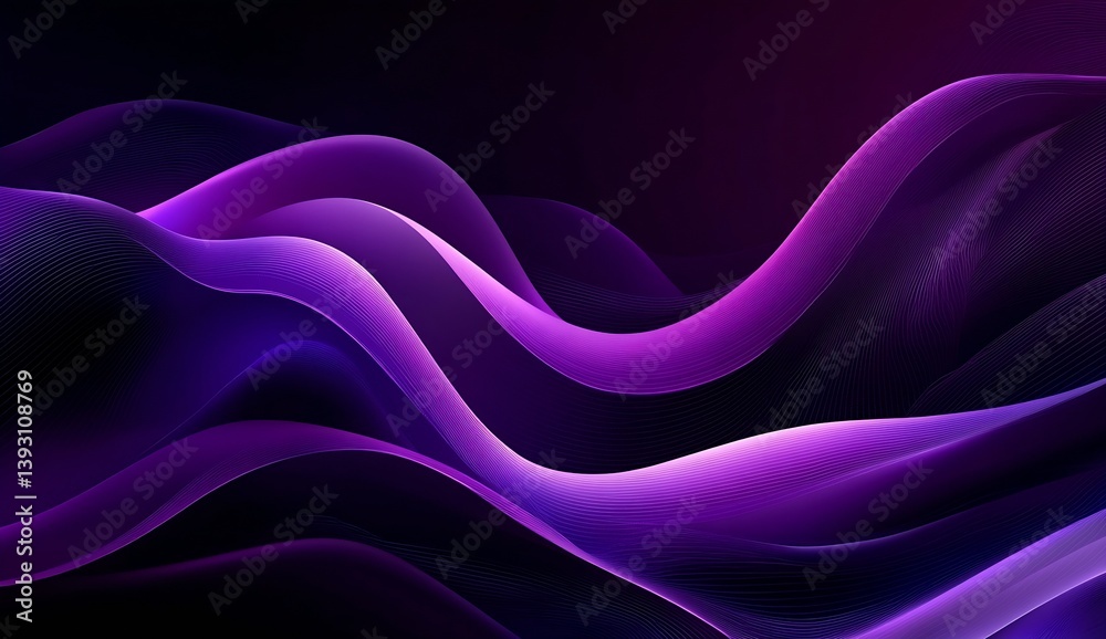 Fototapeta premium Dynamic and flowing abstract purple waves creating an energetic and contemporary design background : Generative AI