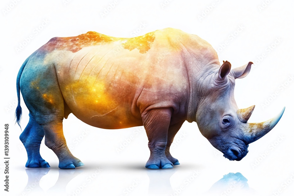 Obraz premium Majestic White Rhinoceros Silhouette Isolated and Powerful Wildlife Image for Design and Educational Use