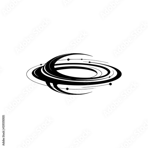 Abstract Black Swirl Logo on White, Modern Design