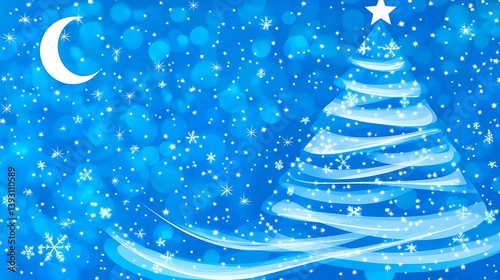 A Festive Christmas Scene Depicting a Snowfall and Holiday Spirit