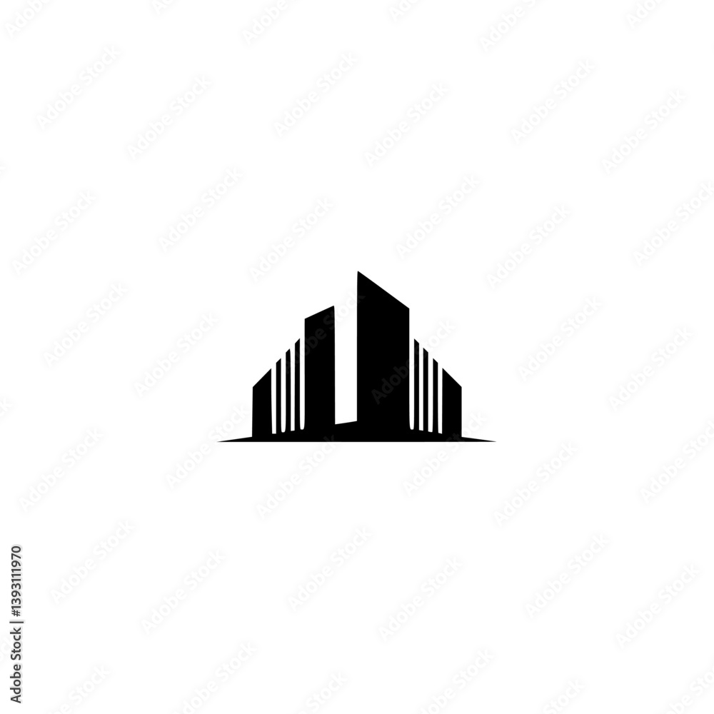Obraz premium Minimalist Modern Architecture Logo - Black Silhouette Design