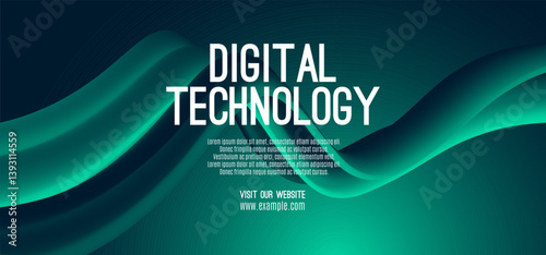 Digital technology internet network speed connection blue green background, cyber nano information, abstract communication, innovation future tech data, Ai big data lines dots, illustration vector 3d