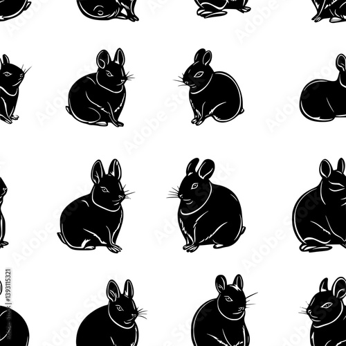 Pattern of Chinchillas vector icons, Chinchillas seamless pattern