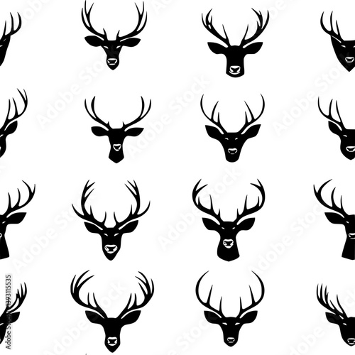 Pattern of Deer vector icons, Deer tiled design