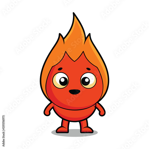 Adorable Cartoon Flame Character Illustration