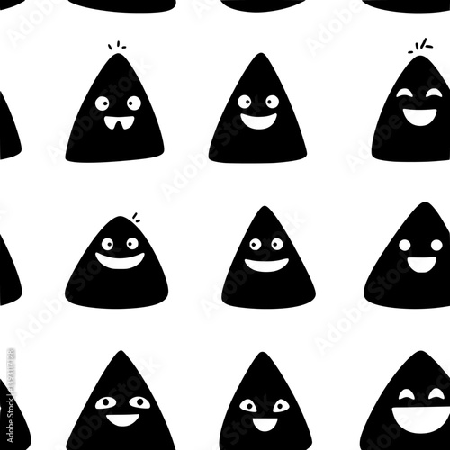 Collection of Smiling onigiri pattern vector designs, Smiling onigiri reapeating pattern