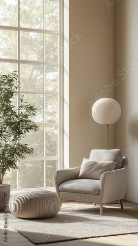 Cozy Modern Living Room With Natural Light and Minimalist Decor in the Afternoon