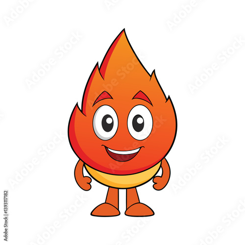 Happy Cartoon Flame Character Illustration