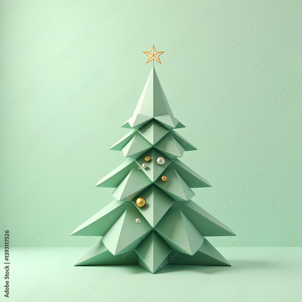 Fototapeta premium A soft-shaded tree with a faint star topper, emphasizing subtlety and charm. Great for clean, clutter-free holiday promotions in both digital and print formats.