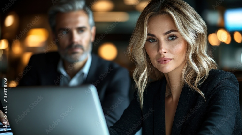 Business Professionals in a cafe. Focused on a laptop Business Professionals in a cafe. Focused on a laptop