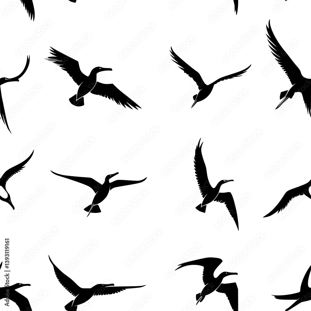 Obraz premium Collection of Albatrosses pattern vector designs, Albatrosses seamless pattern