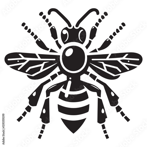 Africanized Bee silhouette black and white vector icon photo