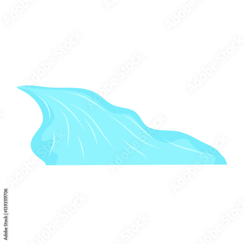 Winding blue river. Vector landscape illustration.