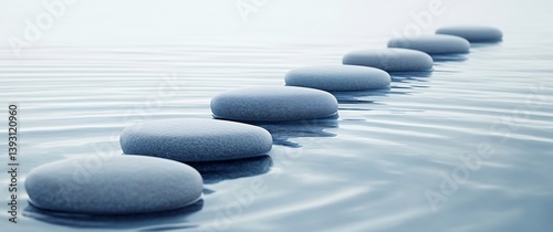 Panel kuchenny z motywem Zen Stepping Stones in Calm Water Peaceful Balance Meditation Concept for Wellness Harmony Serenity and Growth : Generative AI