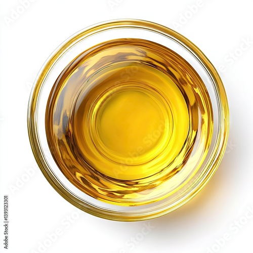 Clear glass bowl filled with cooking oil