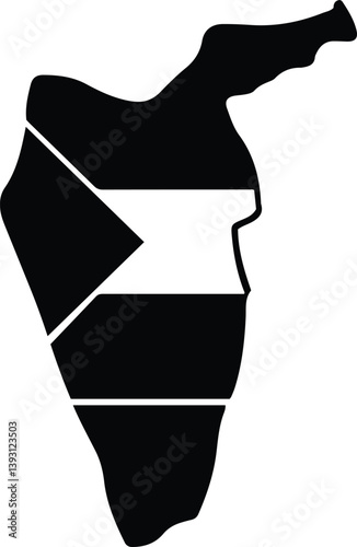 gaza map silhouette vector style with white background