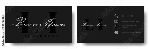 Elegant Black Business Card Template Design. Modern Business Card Design. Vector Creative Business Card for Wedding, Photographer, Flower Shop, Nature.
