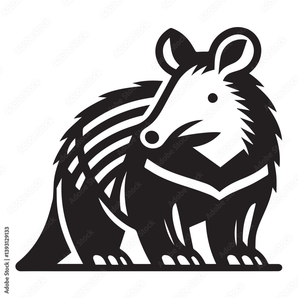 Fototapeta premium Aardvark silhouette black and white vector icon