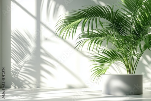 Showcase Greenery and Textures on a Circular Pedestal in a Minimalist Setting