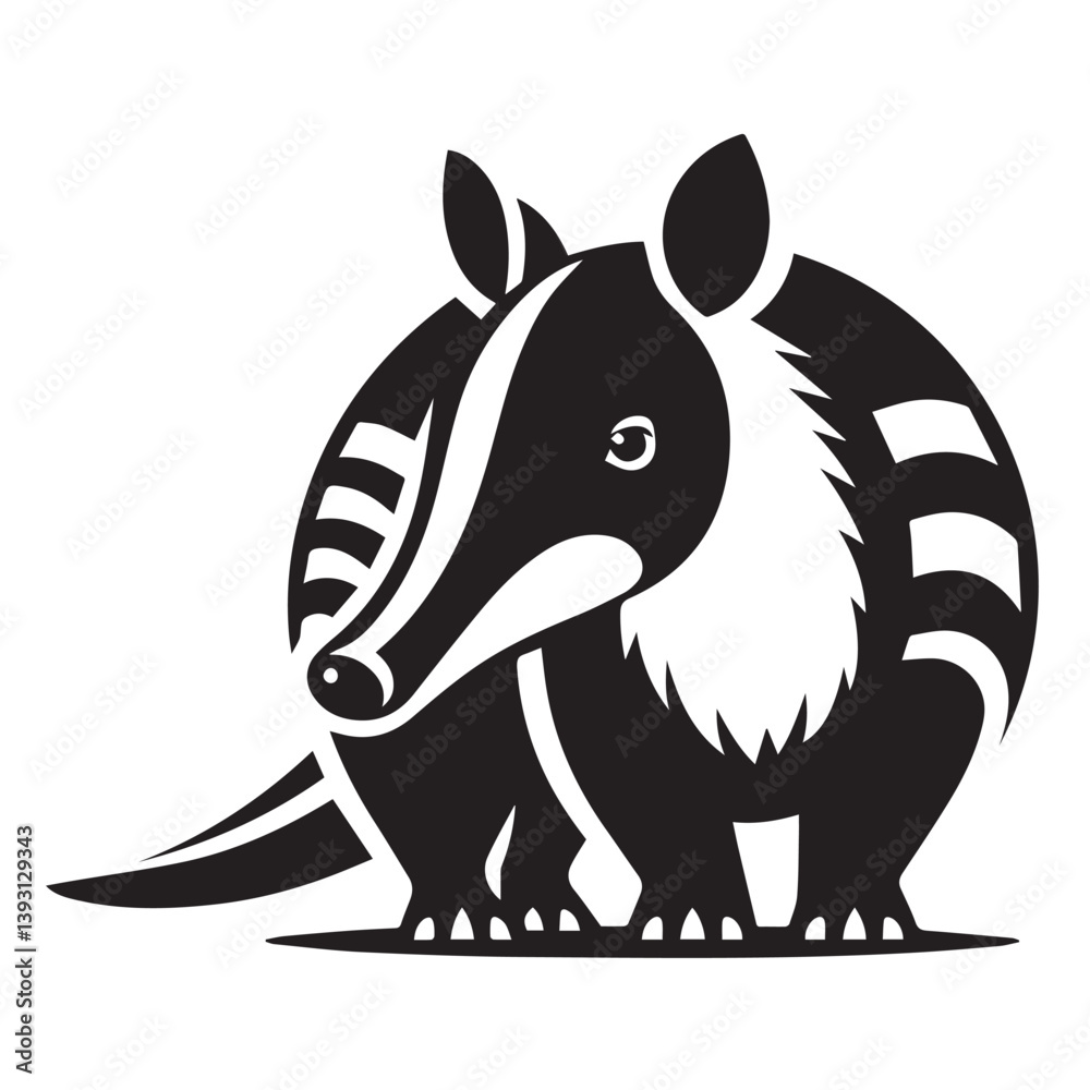 Fototapeta premium Aardvark silhouette black and white vector icon