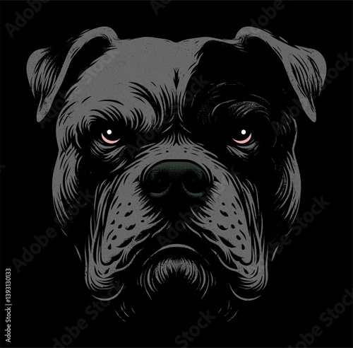 angry pitbull dog face - grunge style (artwork 2)