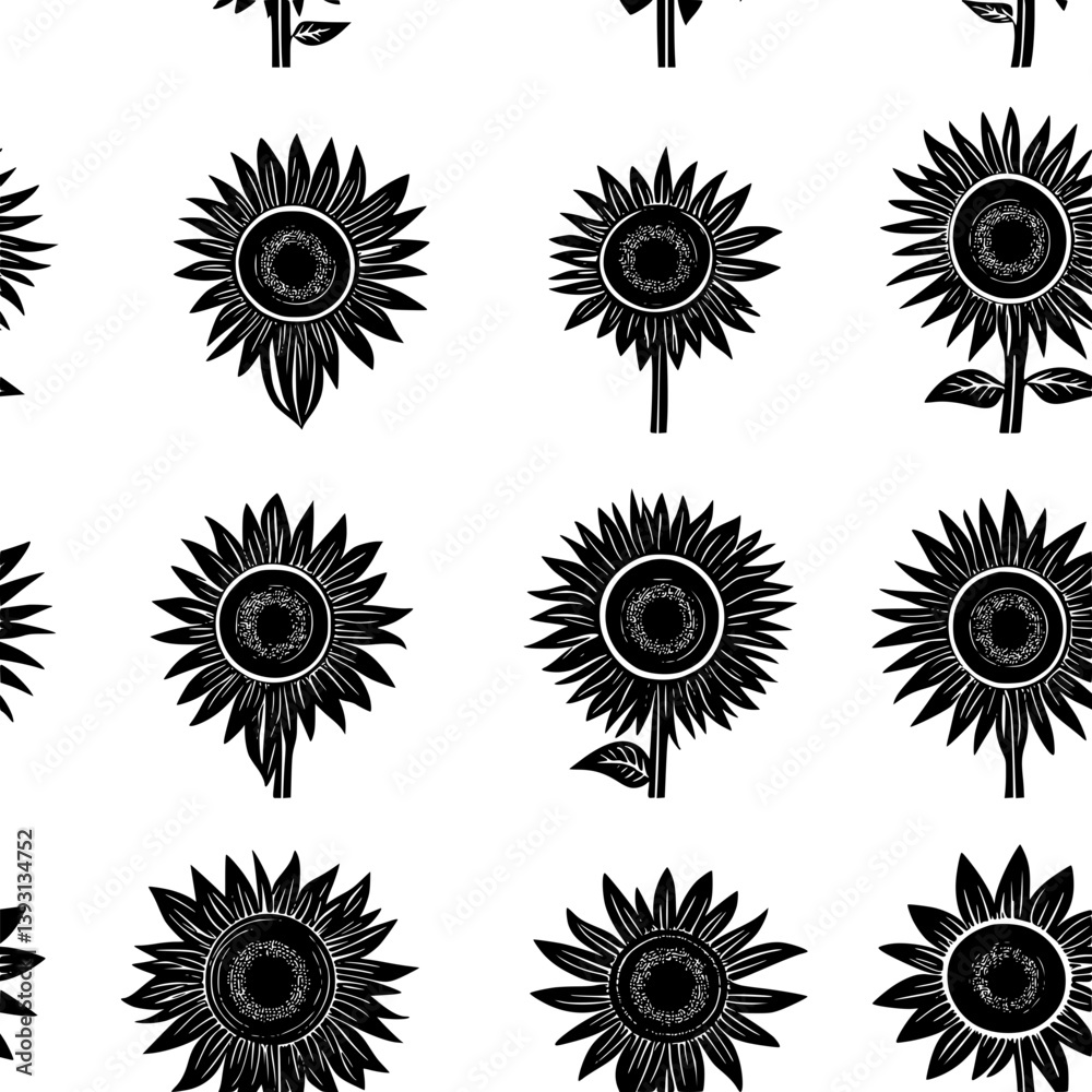 Fototapeta premium Collection of Sunflowers pattern vector designs, Sunflowers reapeating pattern