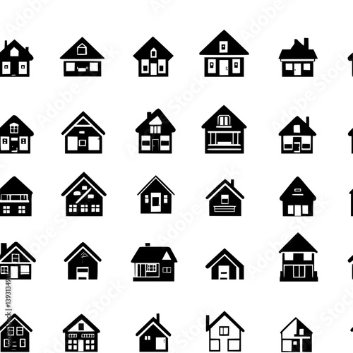 Collection of Tiny houses pattern vector designs, Tiny houses reapeating pattern