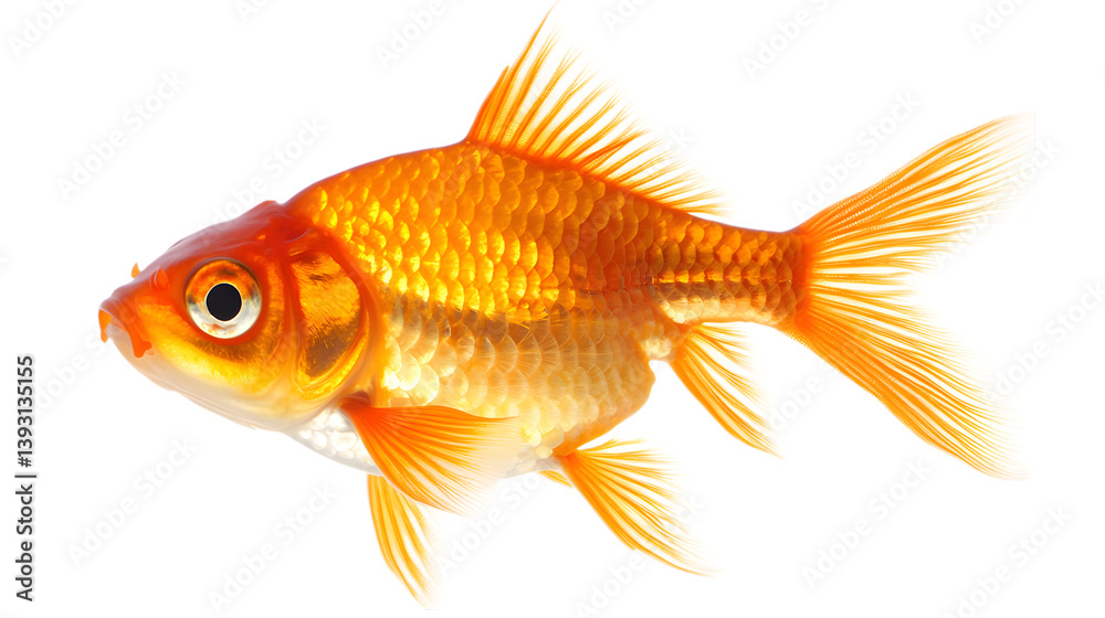 Goldfish on white background