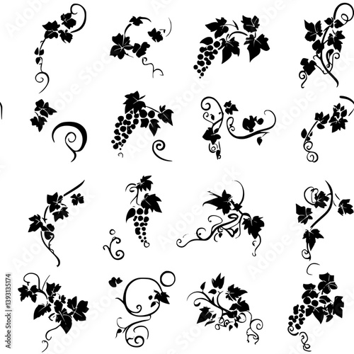 Collection of Vines pattern vector designs, Vines reapeating pattern
