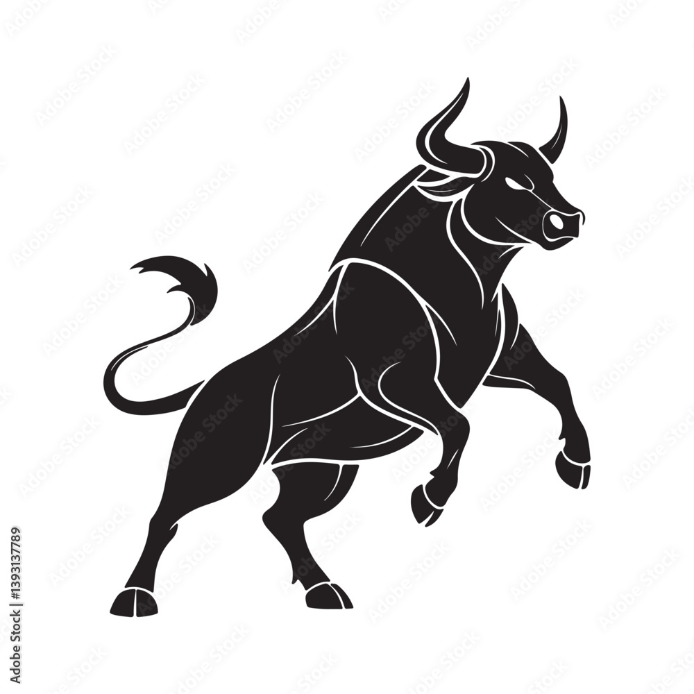 Angry Bull icon silhouette vector art on white background Angry Bull icon silhouette vector art on white background
