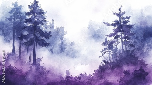 Wallpaper Mural Abstract watercolor background. landscape  Illustration. Watercolor landscape of forest. Wild nature background Torontodigital.ca