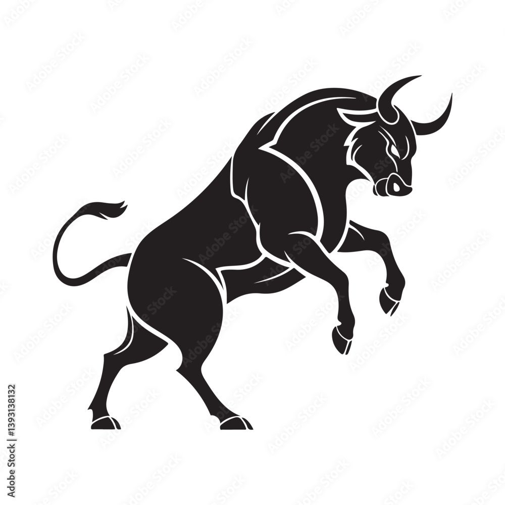 Elegant Bull icon silhouette vector art on white background Elegant Bull icon silhouette vector art on white background