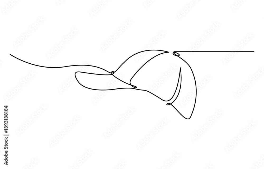 Obraz premium Hat cap continuous one line drawing vector illustration Isolated on white background.
