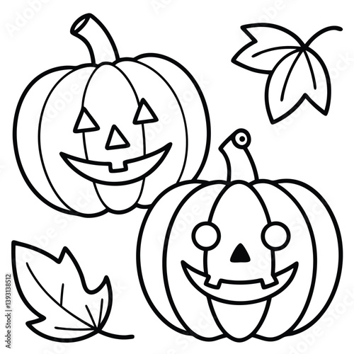 A scary halloween pumpkin cartoon vector illustration with a spooky smile is a perfect autumn holiday decoration photo