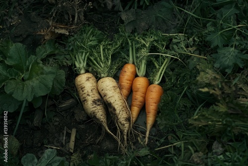 Obraz na płótnie different vegetables are lying next to each other which differ from each other by the color gradient w salonie