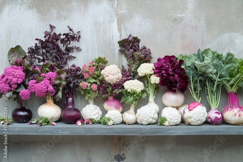 different vegetables are lying next to each other which differ from each other by the color gradient