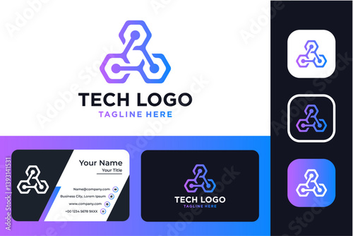 Tech Logo Design with Business Card Template