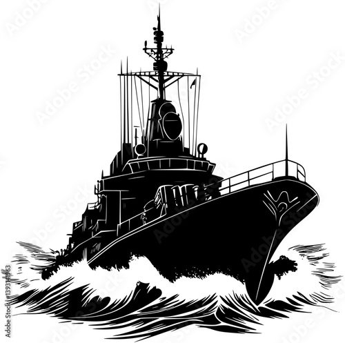 Destroyer, Ship vector design, Destroyer, Ship illustration art