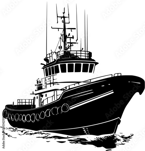 Fireboat, Commercial vessel vector design, Fireboat, Commercial vessel vector graphic