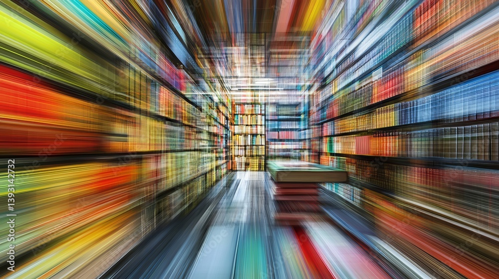 collections of books in innovative library with effects in advertising concept of bookstore