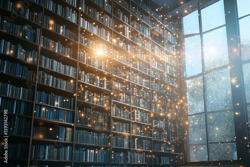 Obraz na płótnie collections of books in innovative library with effects in advertising concept of bookstore w salonie