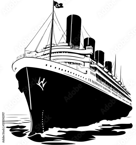 Queen Mary, Ship vector design, Queen Mary, Ship illustration art