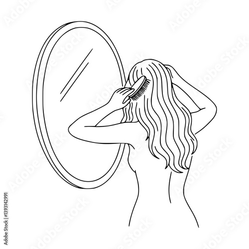 Brushing Hair | Looking in mirror brushing hair