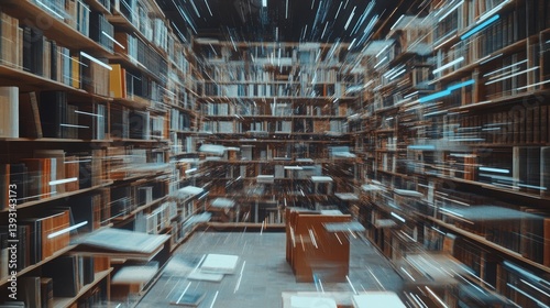 Obraz na płótnie collections of books in innovative library with effects in advertising concept of bookstore w salonie