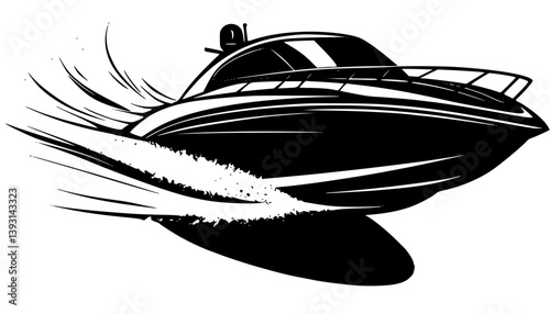 Speedboat, Boat vector design, Speedboat, Boat illustration art