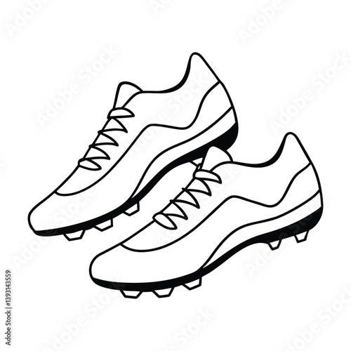 Minimalist Soccer Cleats Outline Vector Illustration for Sports and Footwear Themes