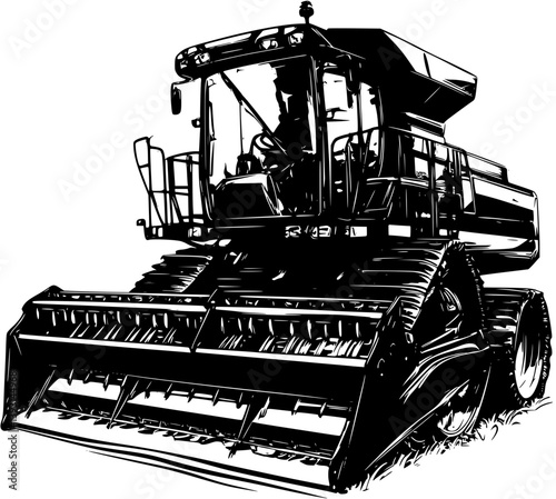 Combine harvester, Agricultural vehicle vector design, Combine harvester, Agricultural vehicle illustration art